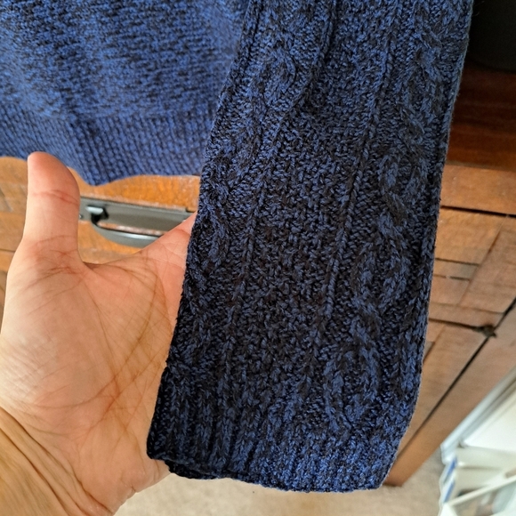 St. John's Bay Knit Sweater Women's Size Medium Blue Black Cable Acrylic Top - Picture 7 of 13